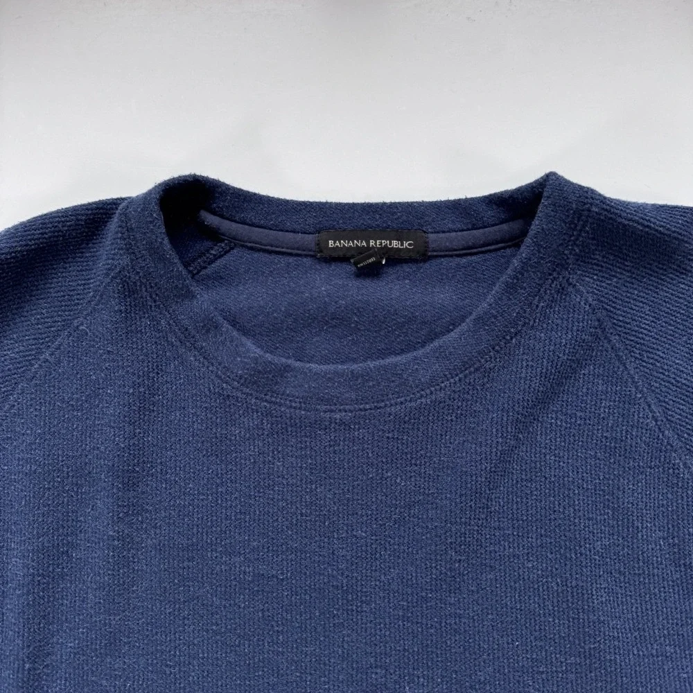 BANANA REPUBLIC Ribbed‎ Sweatshirt Crew Neck Mens XL Blue Soft